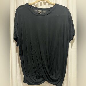 Eddie Bauer Black Short Sleeve Tee Criss Cross Front Size XLarge